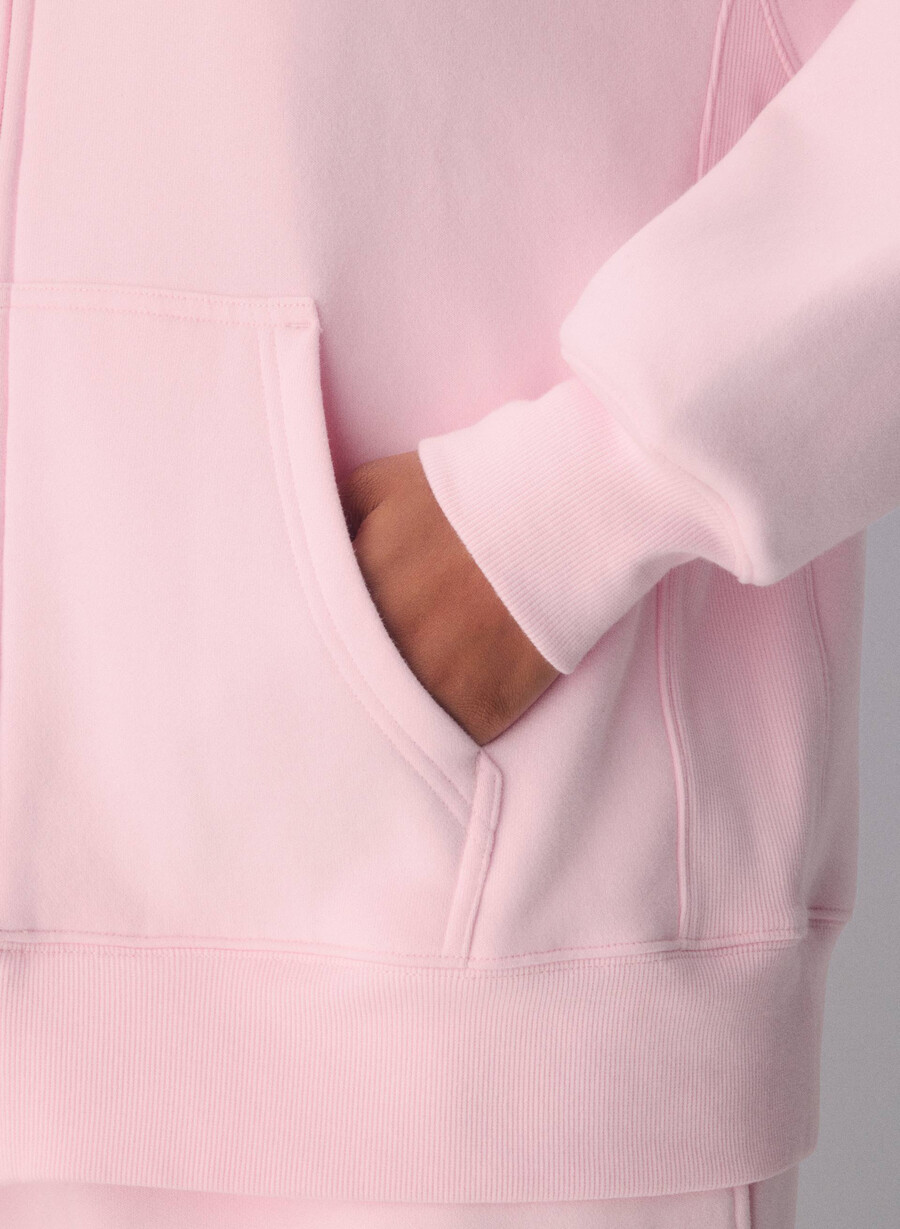 hanorac confortabil cu fermoar din fleece boyfriend villa pink