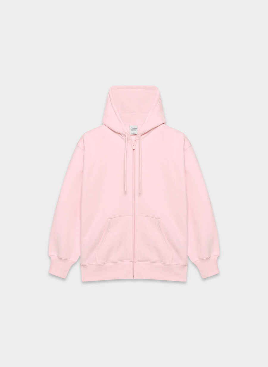 hanorac confortabil cu fermoar din fleece boyfriend villa pink