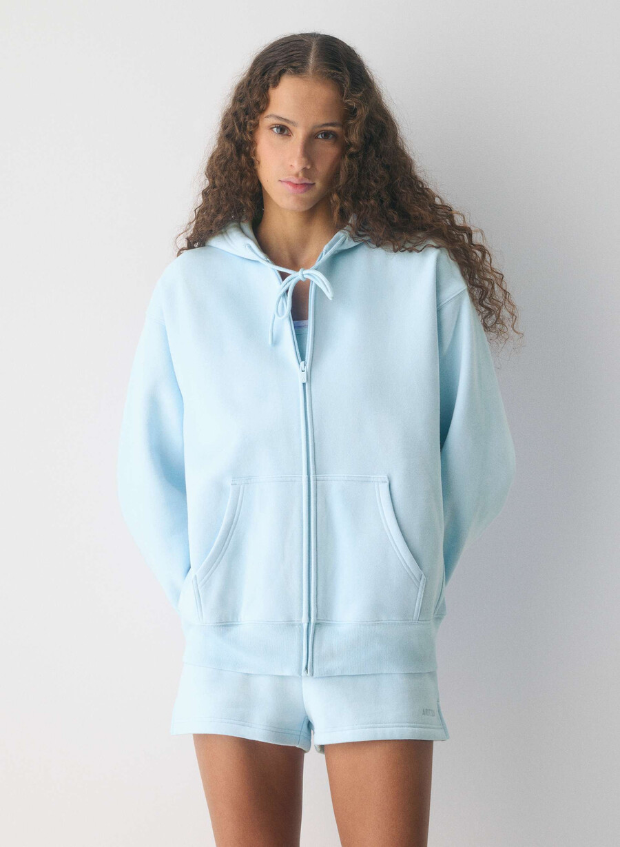 hanorac confortabil din fleece cu fermoar boyfriend villa blue