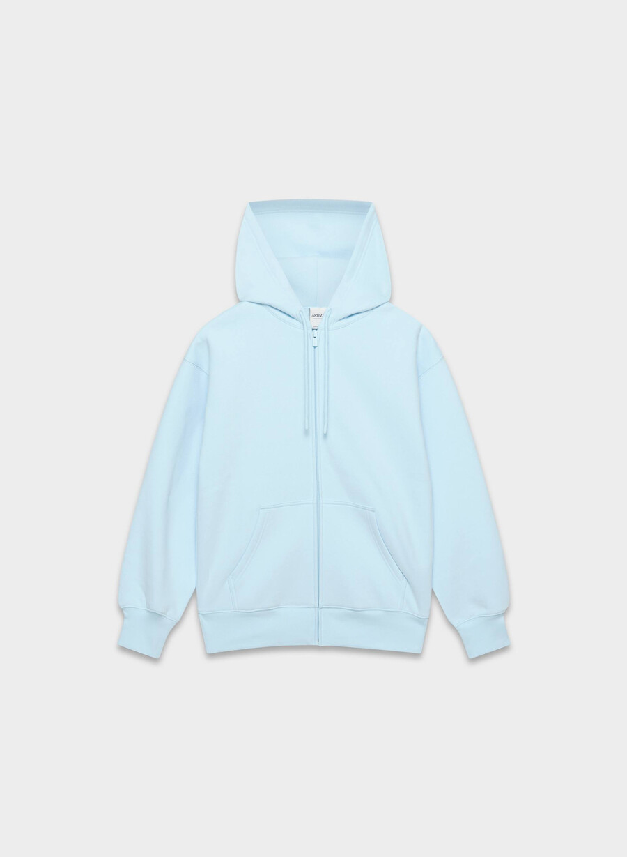 hanorac confortabil din fleece cu fermoar boyfriend villa blue