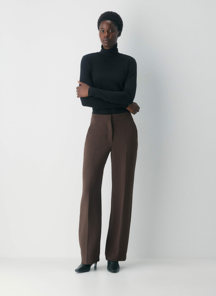 pantalonii limitless pant cu croială curbată - crepetă maro mocha rich