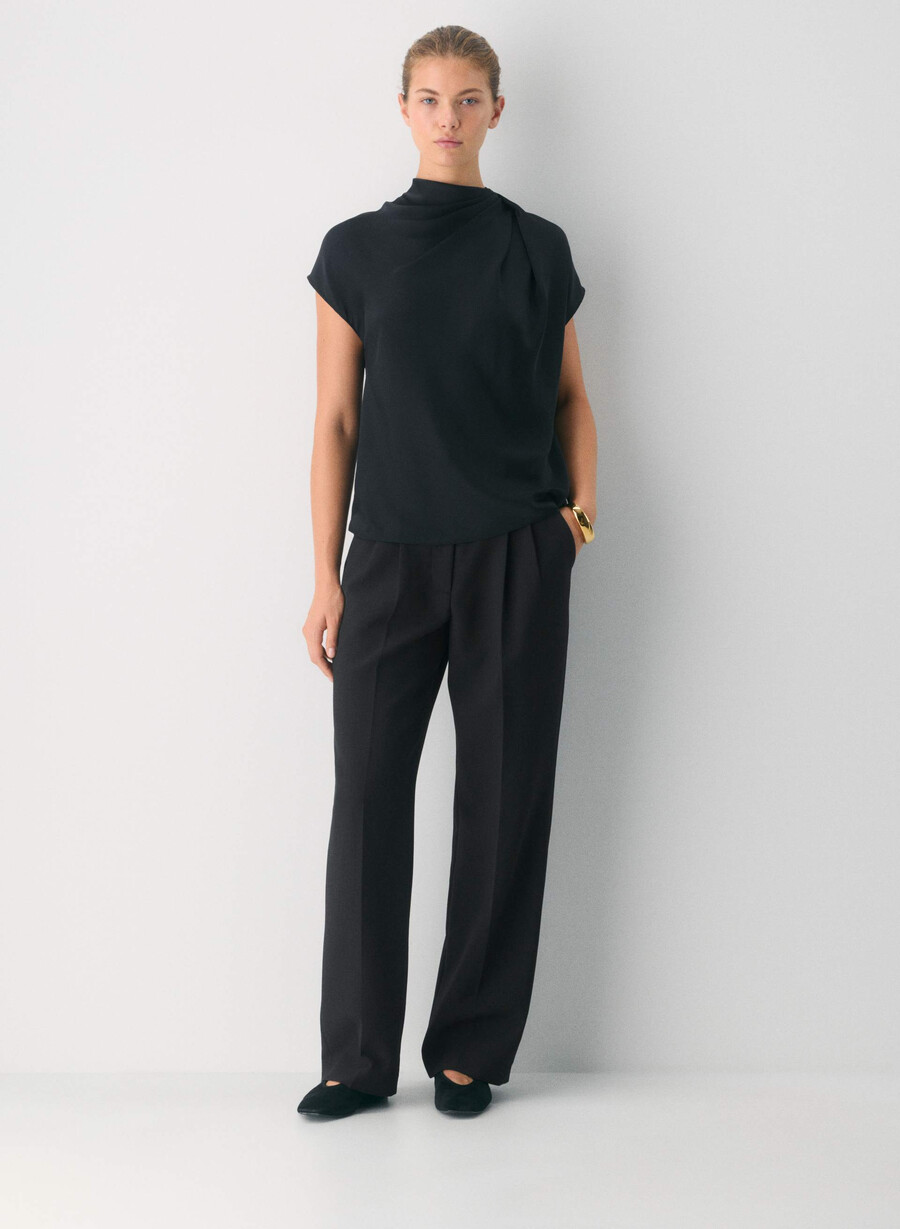 pantalonii effortless cu croială curbată - ressential heather black