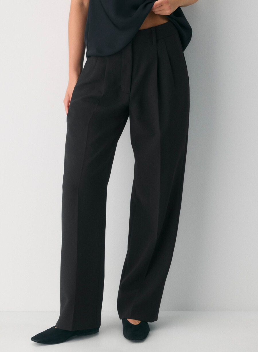 pantalonii effortless cu croială curbată - ressential heather black