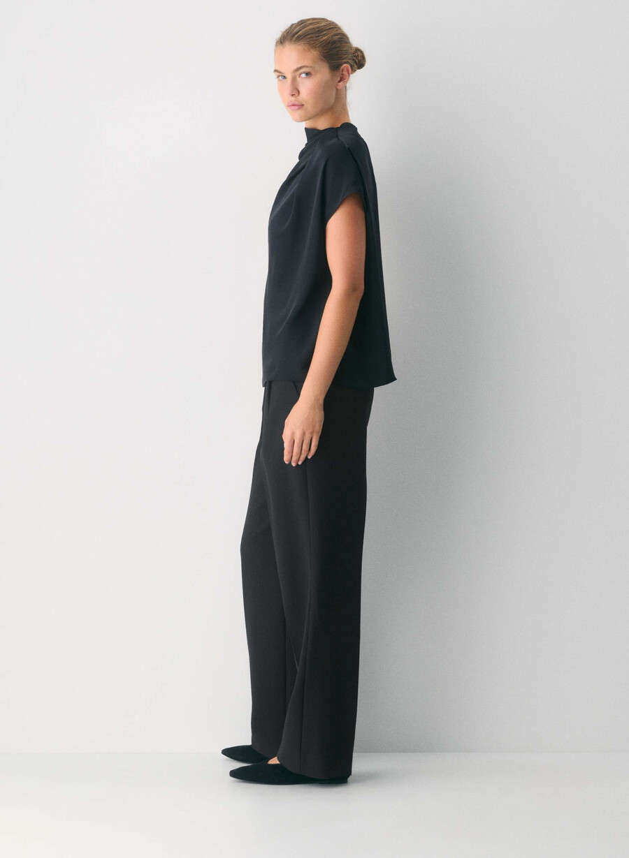 pantalonii effortless cu croială curbată - ressential heather black