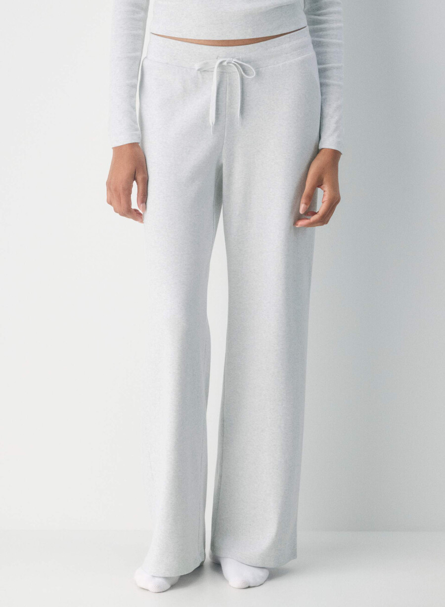 pantaloni homestretch rib kickback alb-negru
