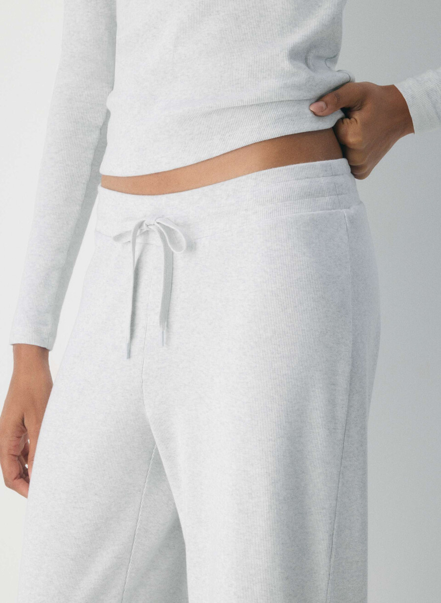 pantaloni homestretch rib kickback alb-negru