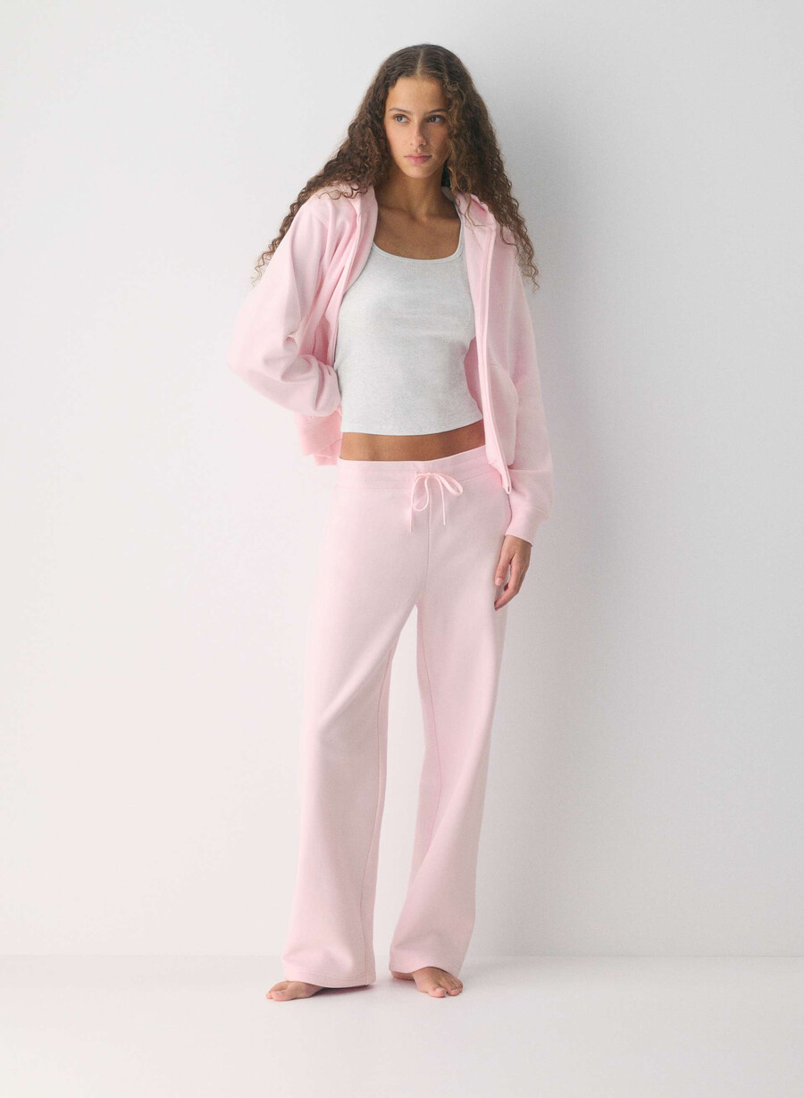 pantaloni de trening confortabili din fleece cu bandă perfectă villa pink