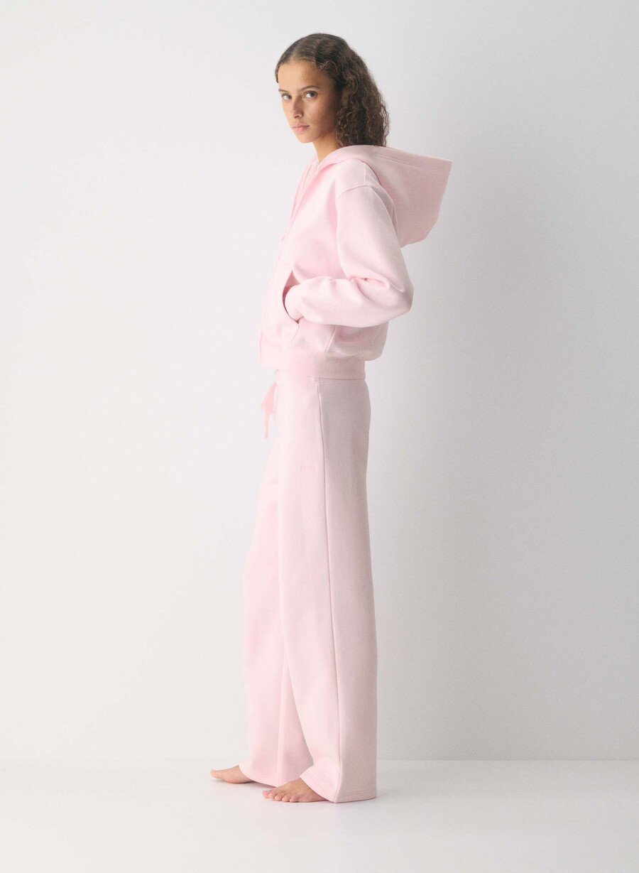 pantaloni de trening confortabili din fleece cu bandă perfectă villa pink