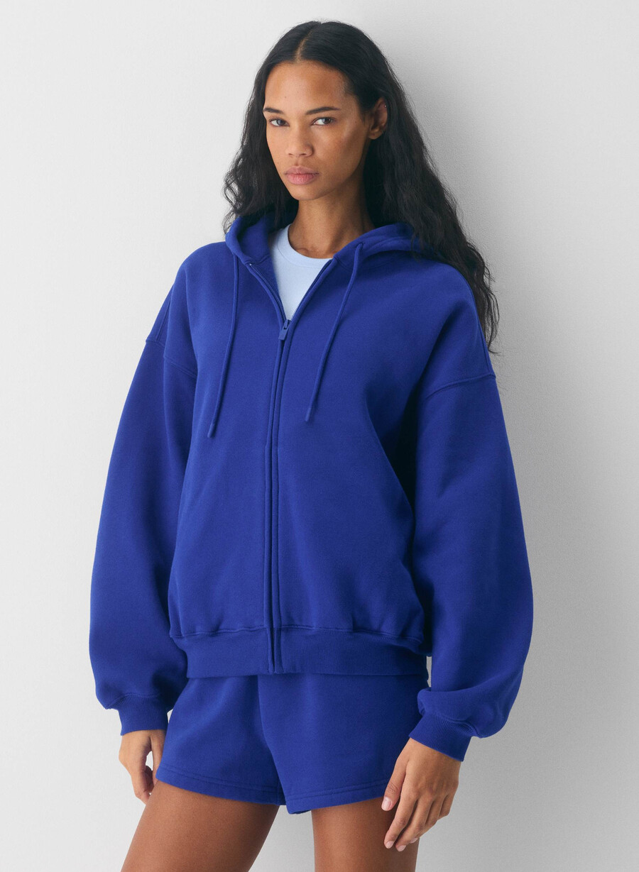 hanorac confortabil cu fermoar mega sweatfleece ablaze blue
