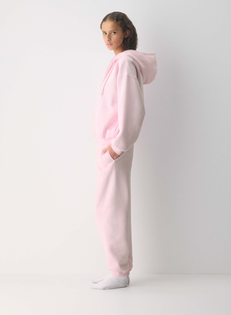 hanorac confortabil cu fermoar mega sweatfleece villa pink