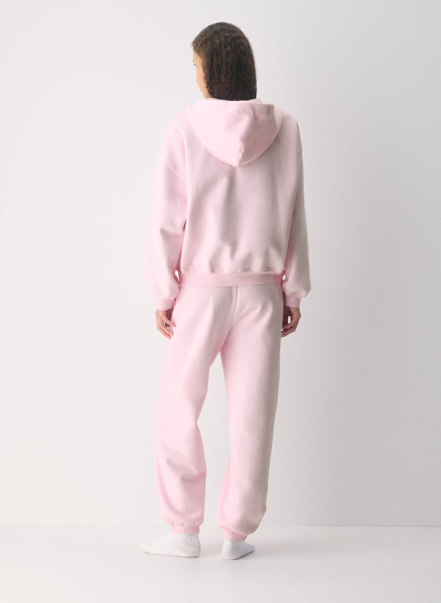 hanorac confortabil cu fermoar mega sweatfleece villa pink