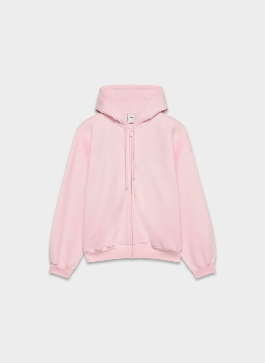 hanorac confortabil cu fermoar mega sweatfleece villa pink