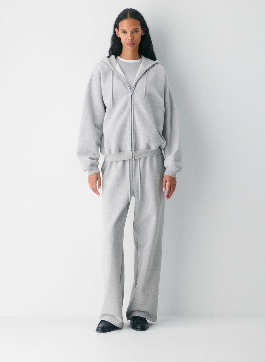 hanorac confortabil din fleece cu fermoar mega heather chrome