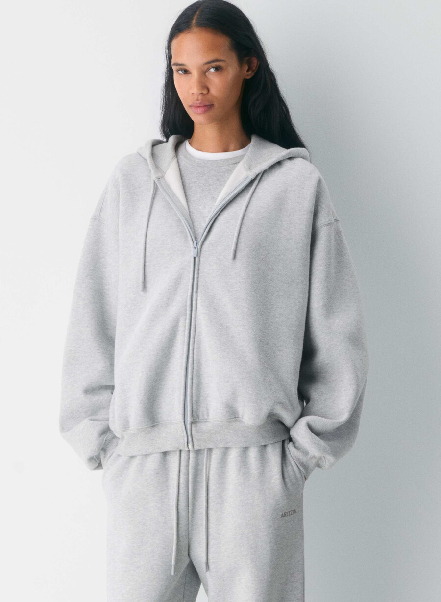hanorac confortabil din fleece cu fermoar mega heather chrome