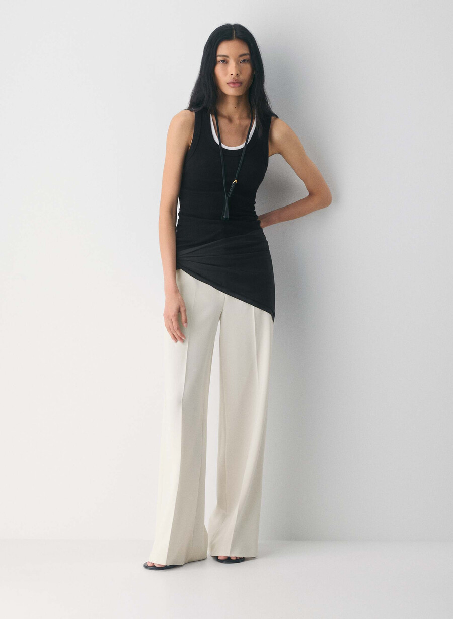 pantaloni leeway - crepe sway vintage alb