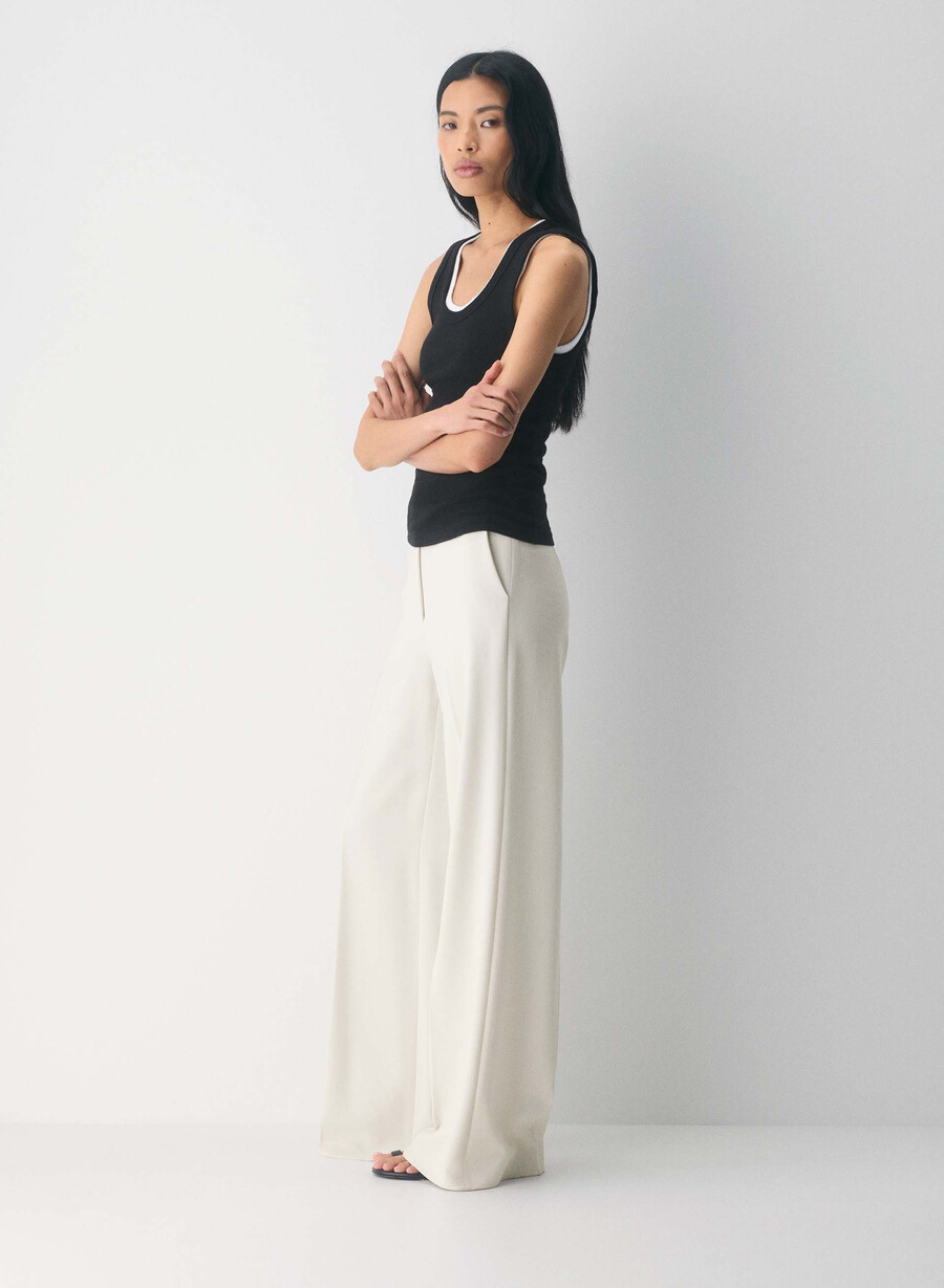 pantaloni leeway - crepe sway vintage alb