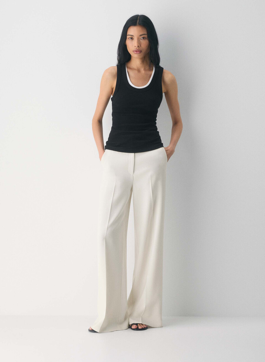 pantaloni leeway - crepe sway vintage alb