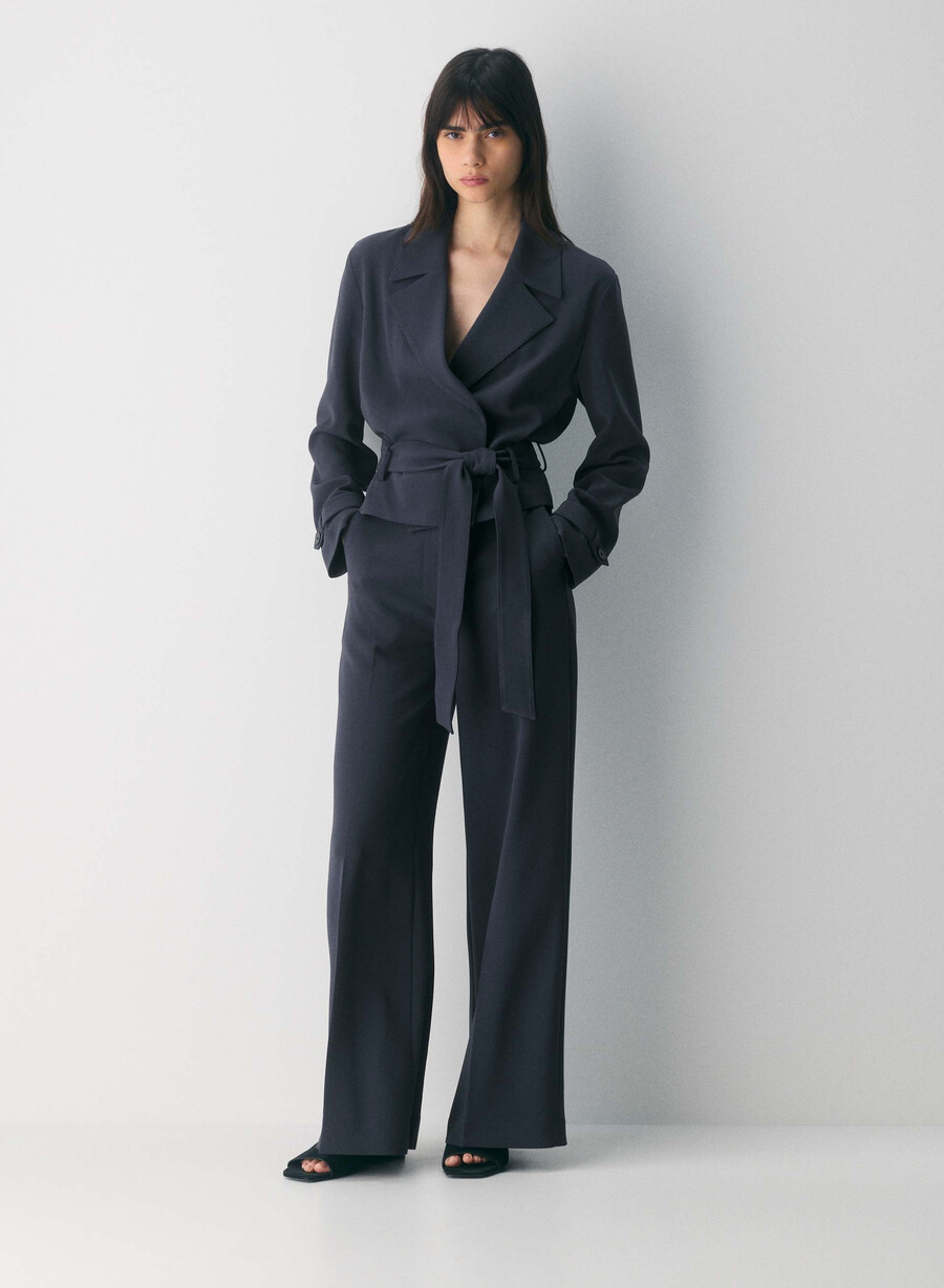 pantaloni leeway - crepe sway bleumarin Închis