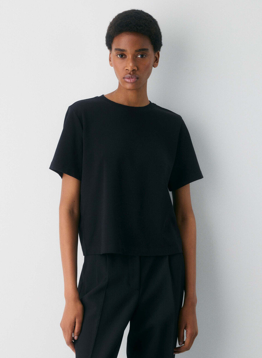 tricou funcțional interlock din bumbac negru