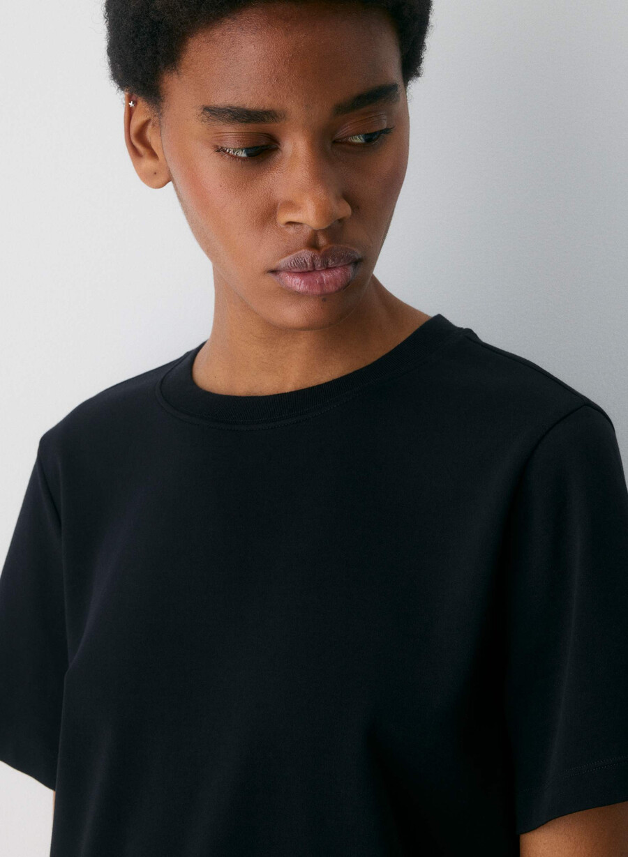 tricou funcțional interlock din bumbac negru