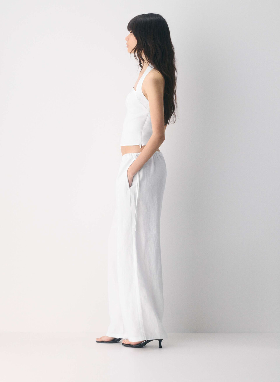 top whisper linen halter negru
