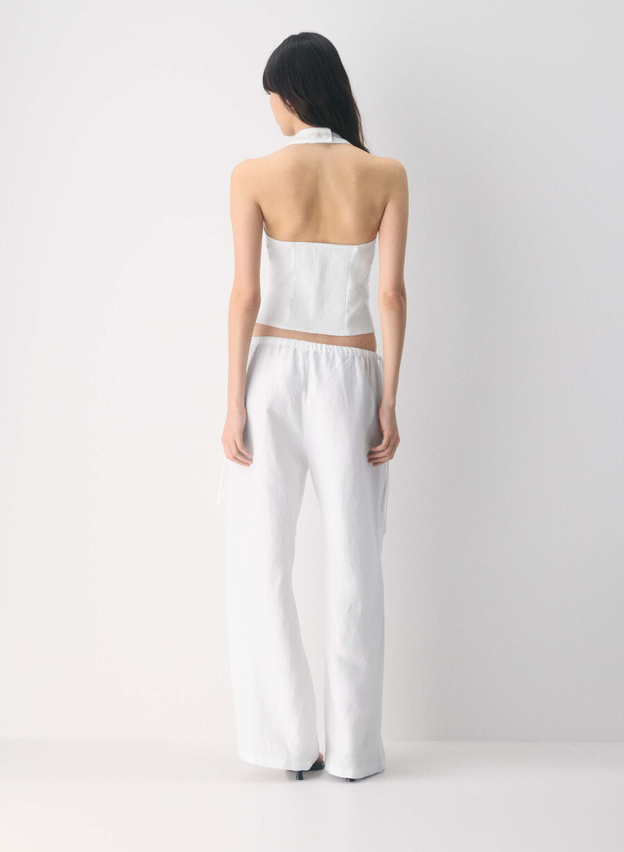 top whisper linen halter negru