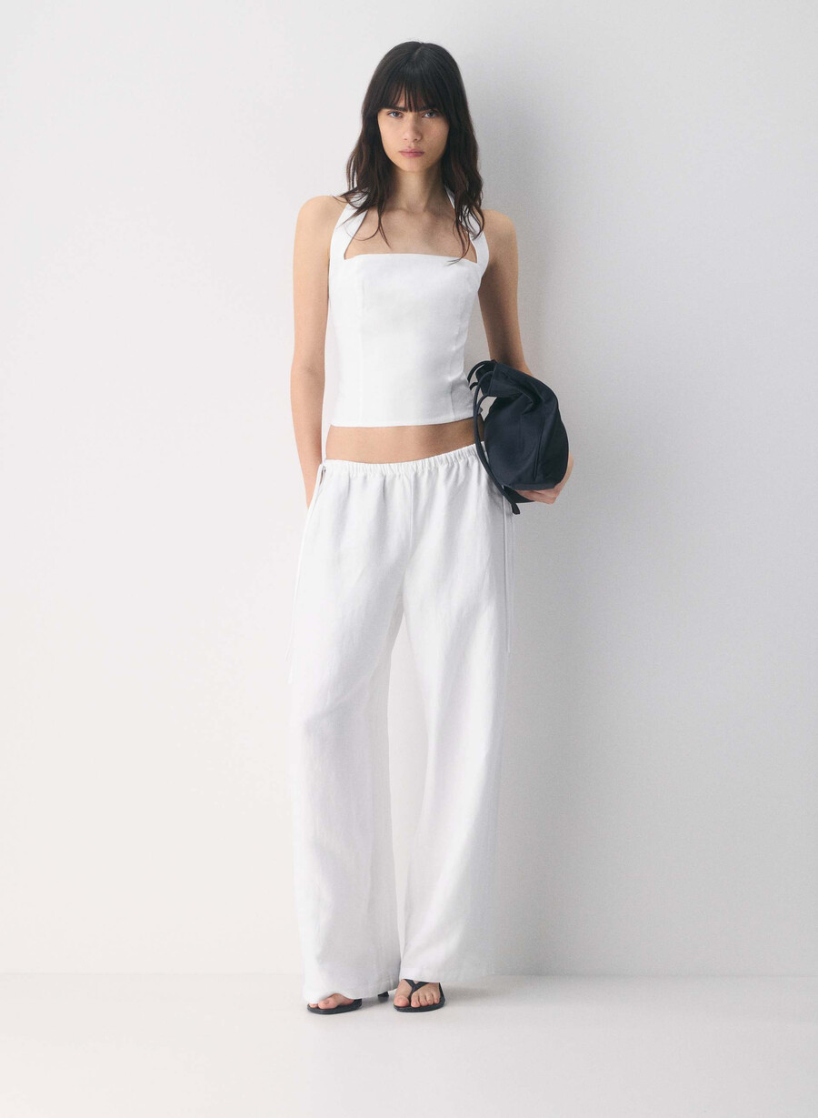 top whisper linen halter alb