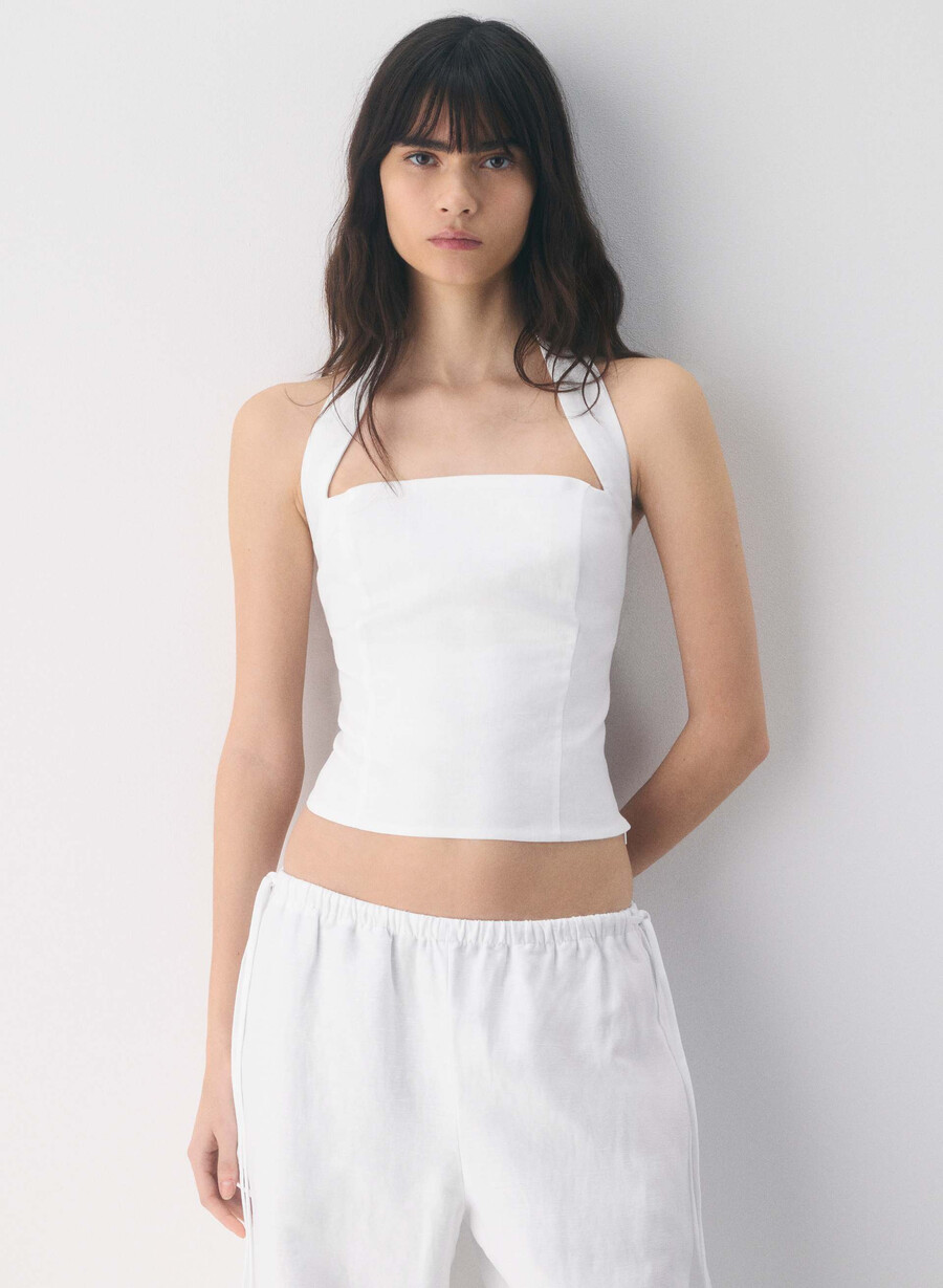 top whisper linen halter alb