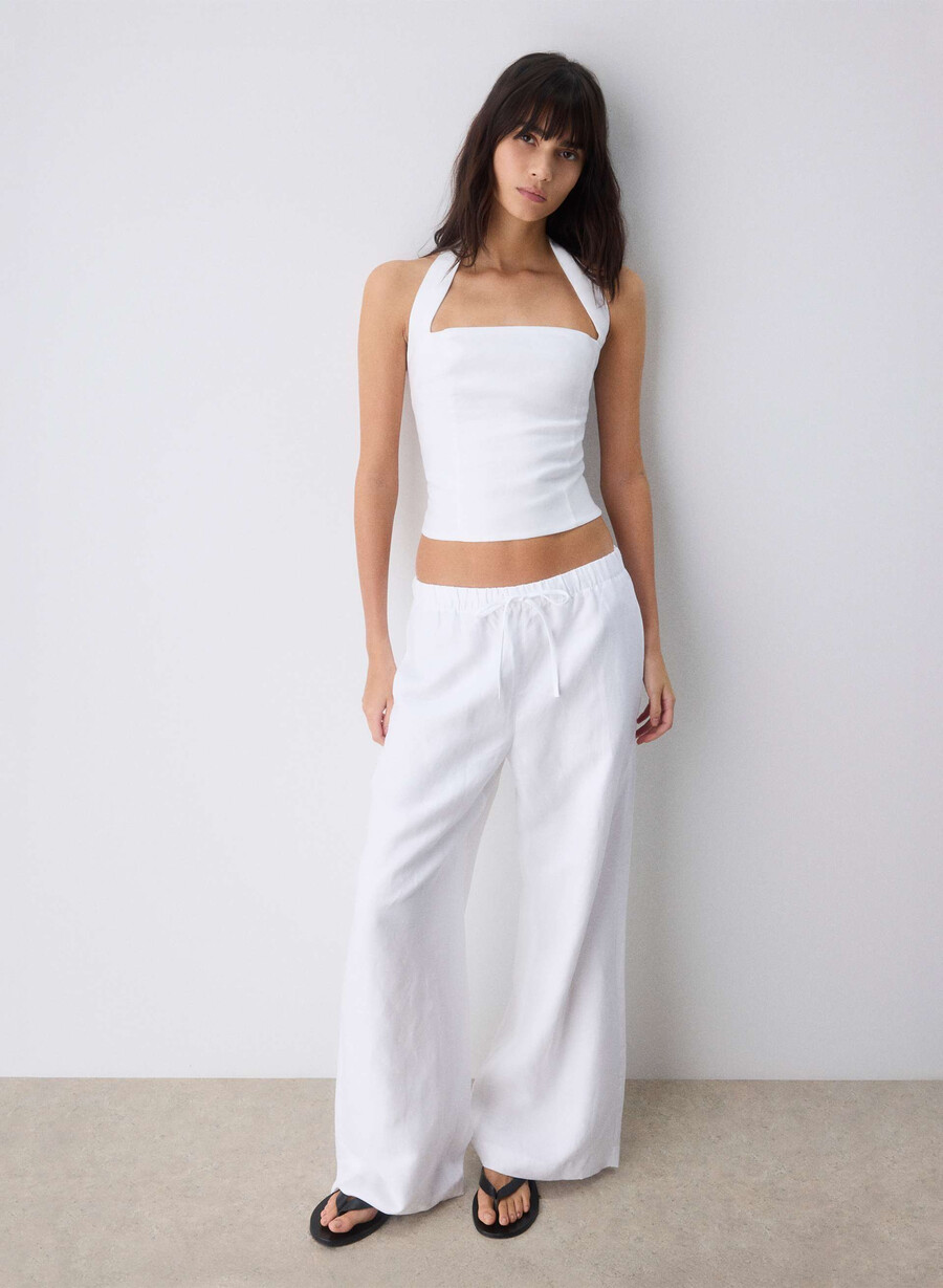 top whisper linen halter alb