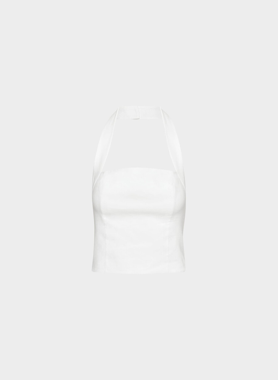top whisper linen halter alb