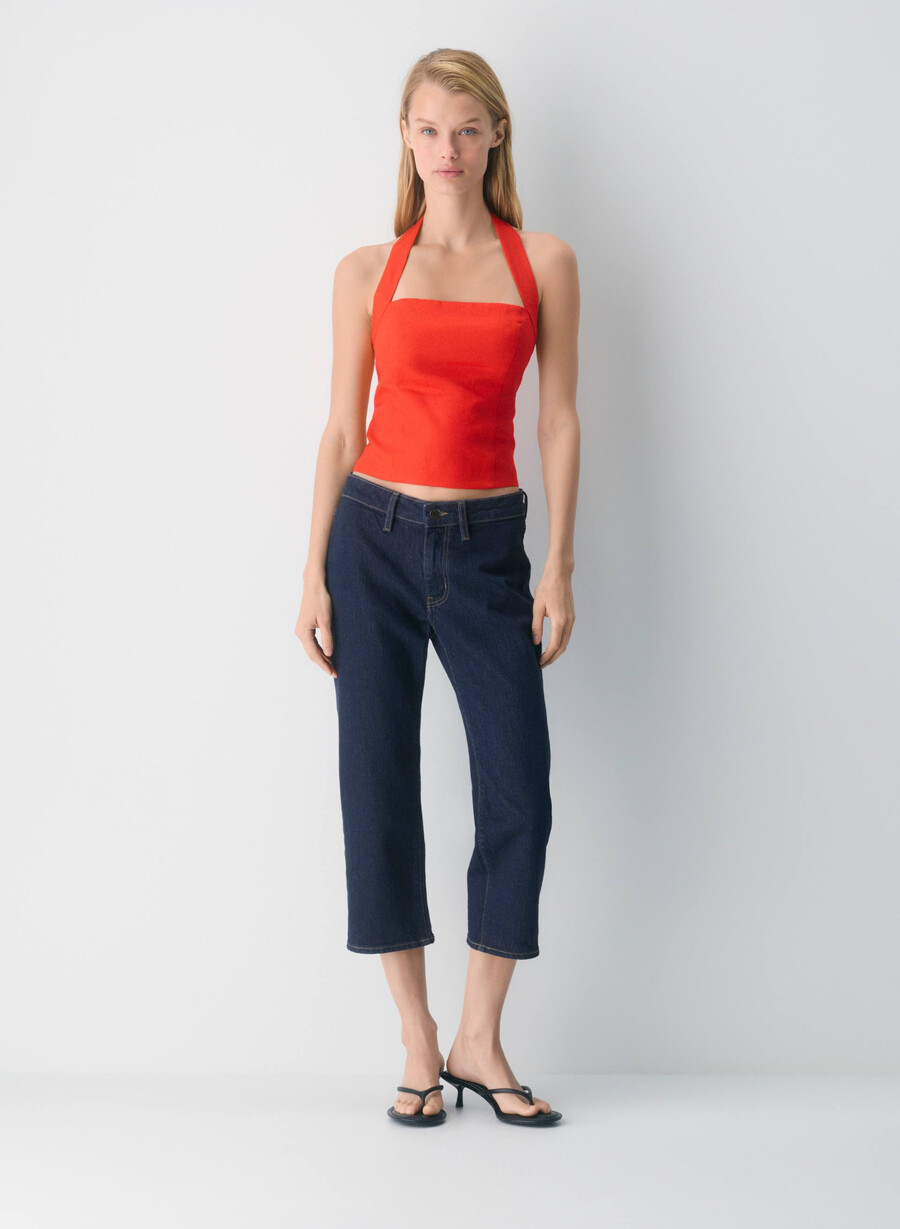 top halter din in whisper poppy red