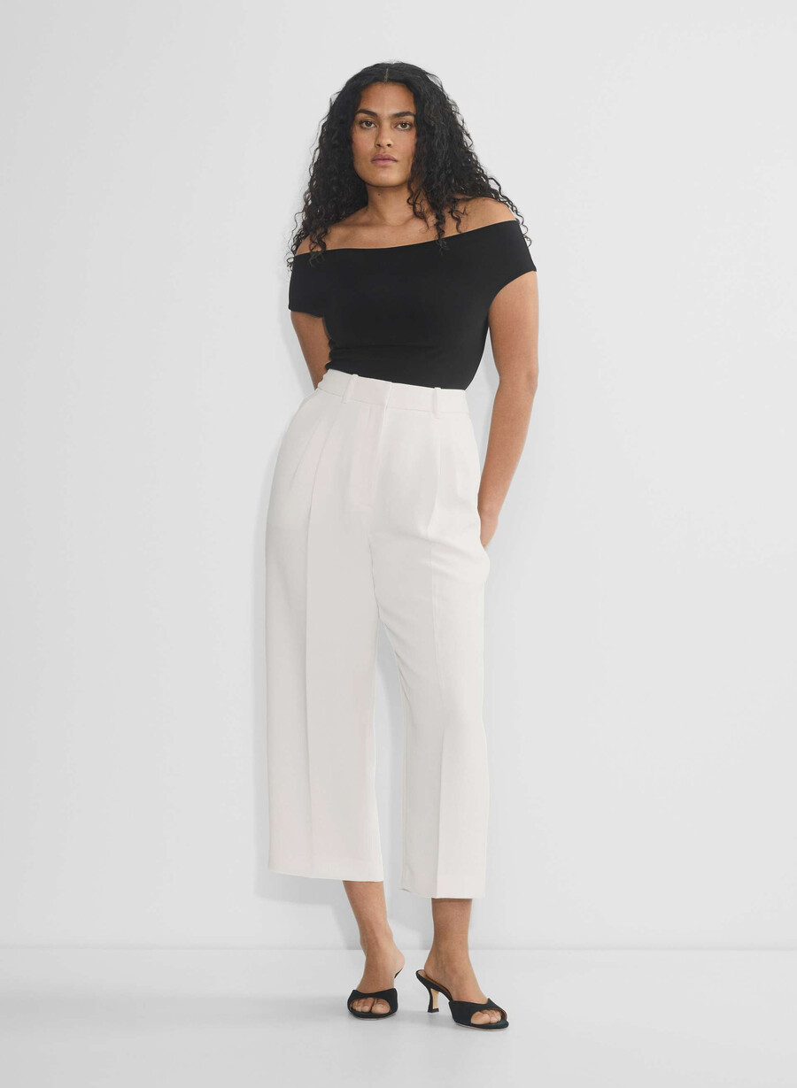 pantalonii scurți the effortless pant cu croială curbată - crepette culoare deschisĂ de mesteacĂn