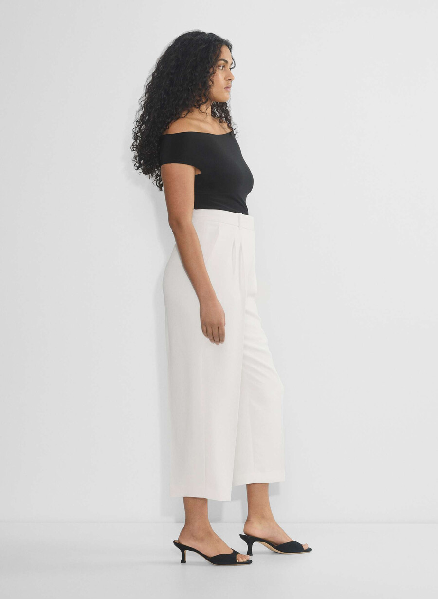 pantalonii scurți the effortless pant cu croială curbată - crepette culoare deschisĂ de mesteacĂn