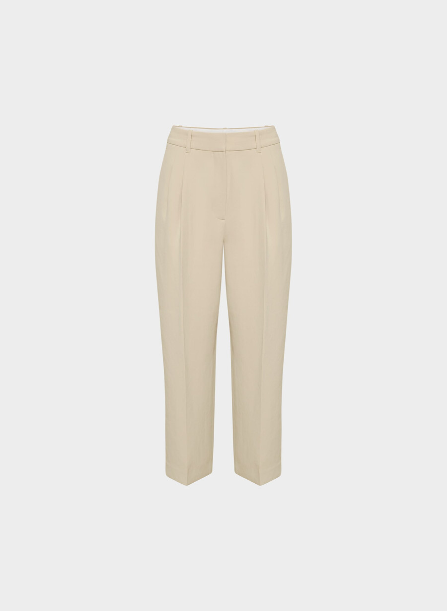 pantalonii scurți the effortless pant cu croială curbată - crepette marcona beige