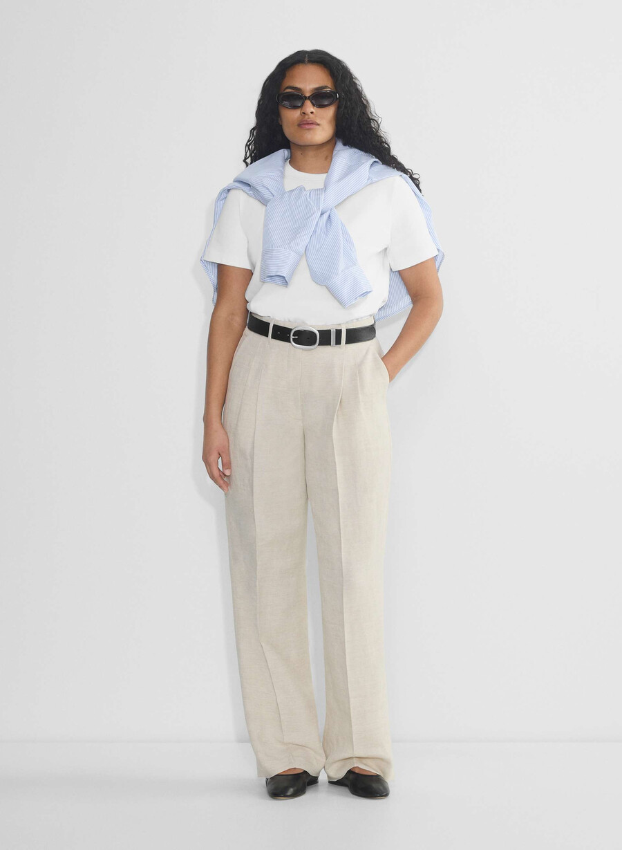 pantalonii effortless pant cu croială curbată - cruiselinen natural ecru