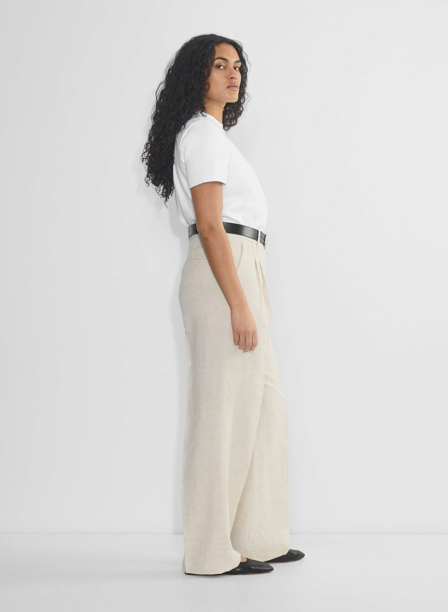 pantalonii effortless pant cu croială curbată - cruiselinen natural ecru