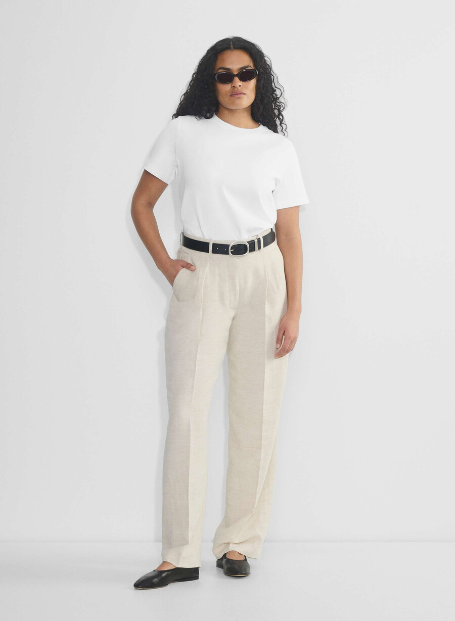 pantalonii effortless pant cu croială curbată - cruiselinen natural ecru