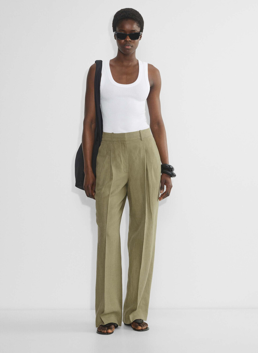 pantalonii effortless pant cu croială curbată - cruiselinen sundried olive