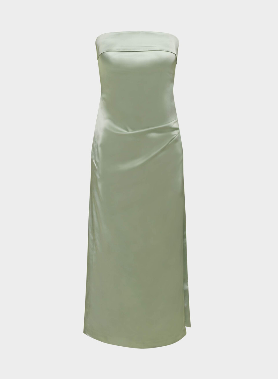 rochie exclusivă din satin silver sage verde