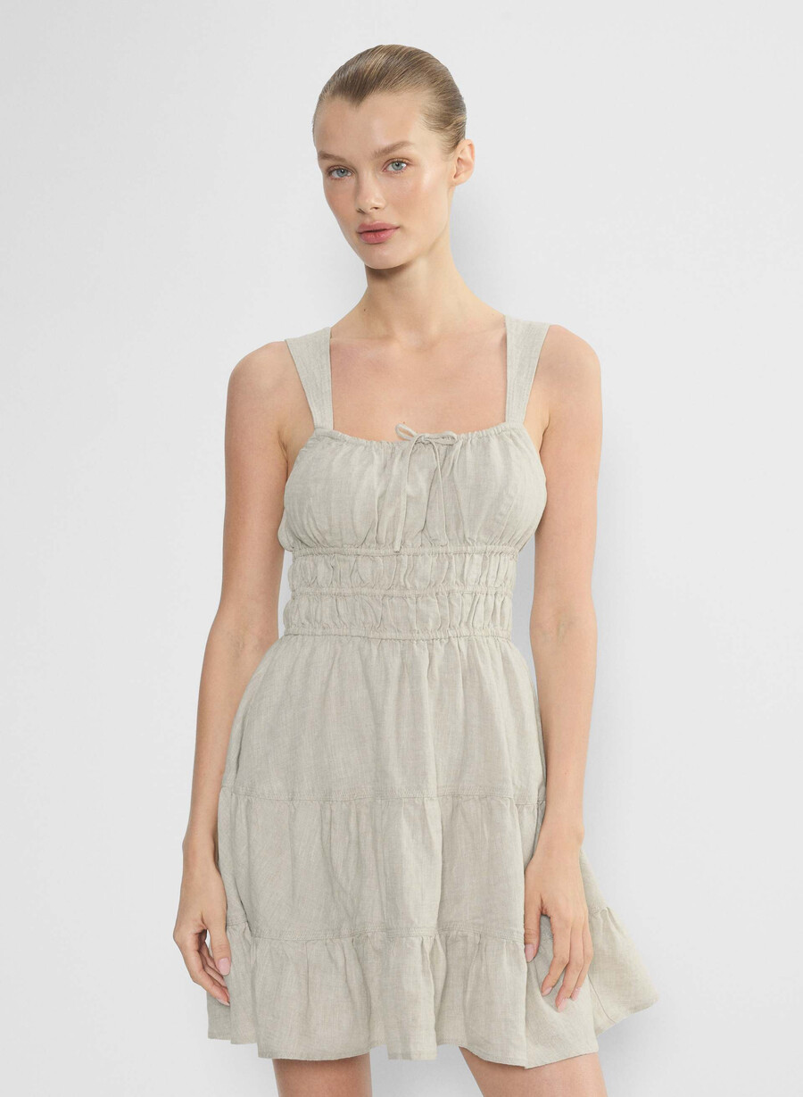 rochie martine din in natural ecru