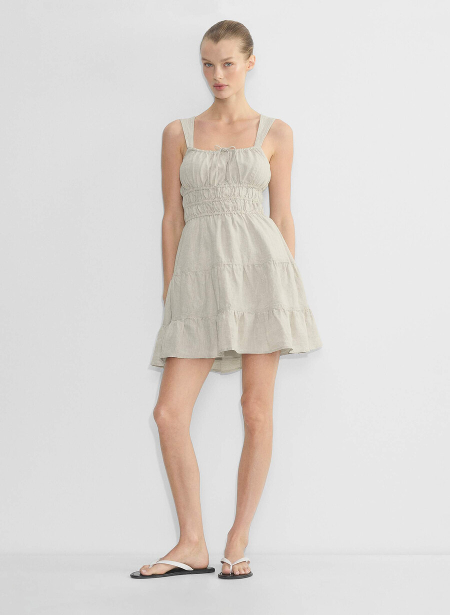 rochie martine din in natural ecru