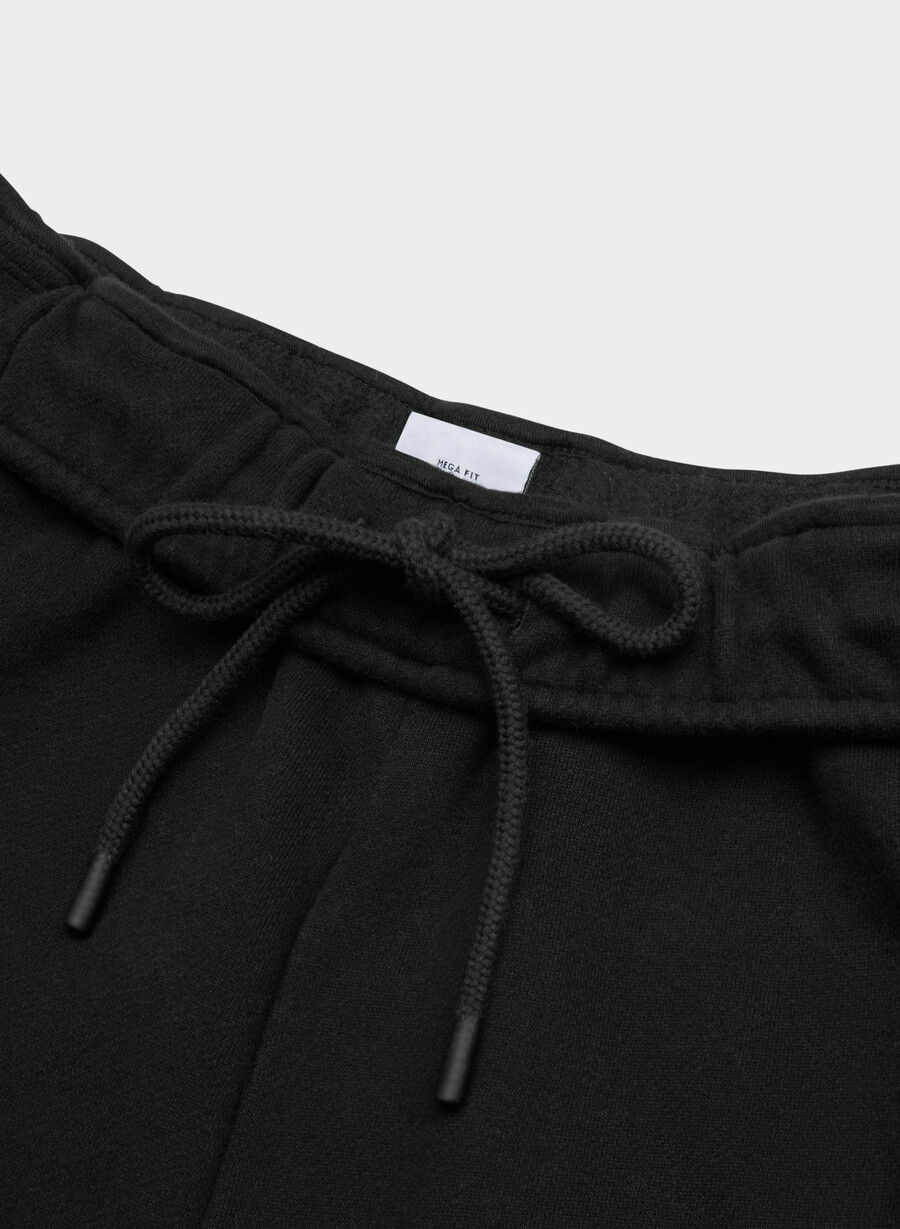pantaloni jogger largi cozy sweatfleece mega foldover negri