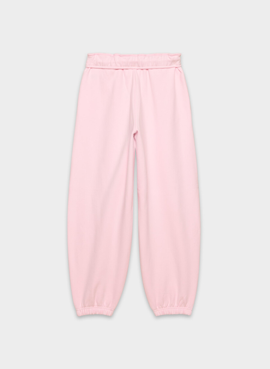 pantaloni jogger largi cozy sweatfleece mega foldover villa pink