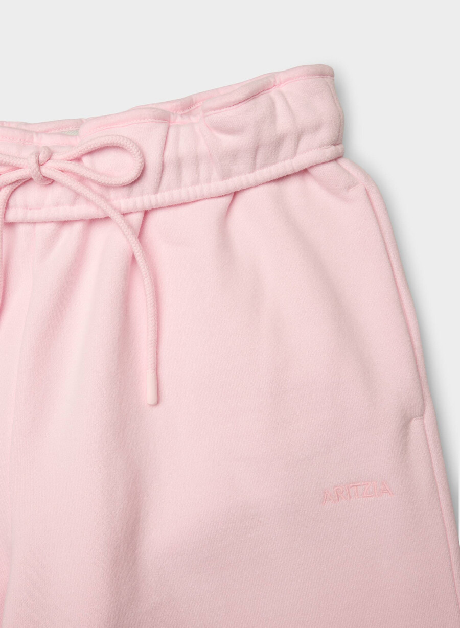 pantaloni jogger largi cozy sweatfleece mega foldover villa pink