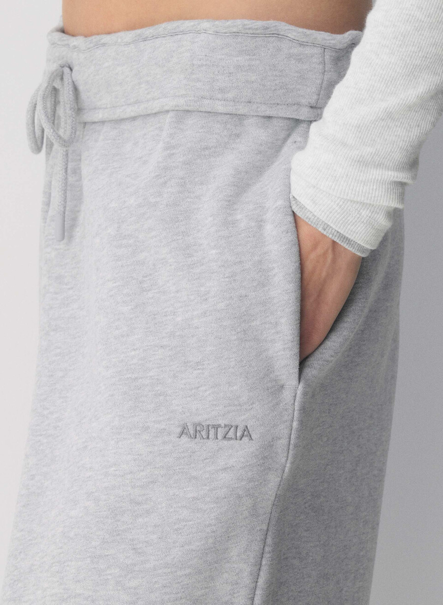 pantaloni jogger largi cozy sweatfleece mega foldover heather chrome