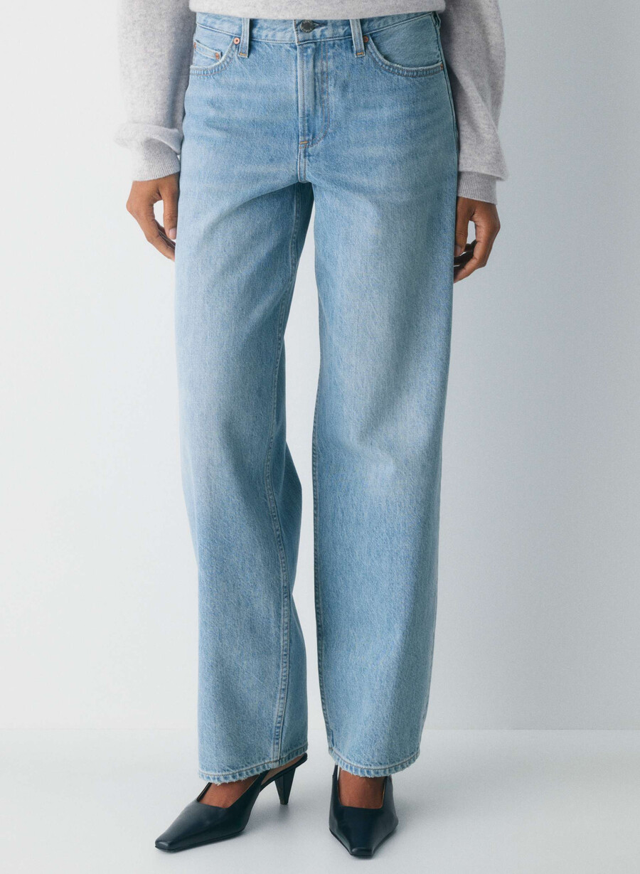 denim forum blugi vintage din anii 90 cu talie joasă largi conici 7 ani bleu taboo