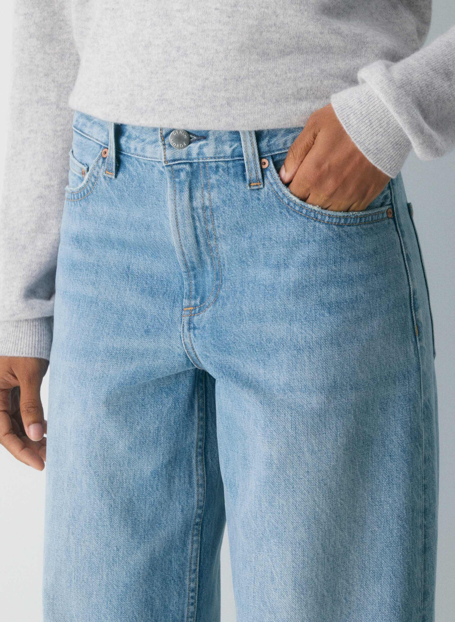 denim forum blugi vintage din anii 90 cu talie joasă largi conici 7 ani bleu taboo