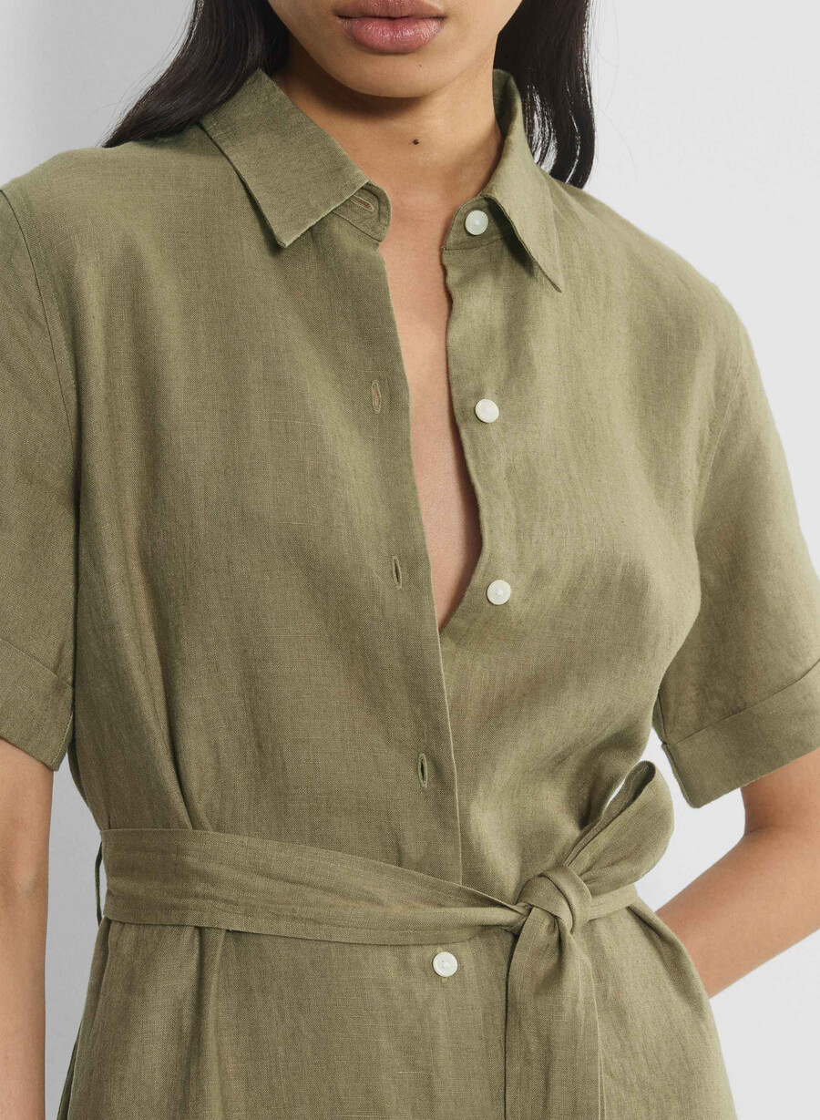 rochie maxi din in eleta măsline uscate la soare