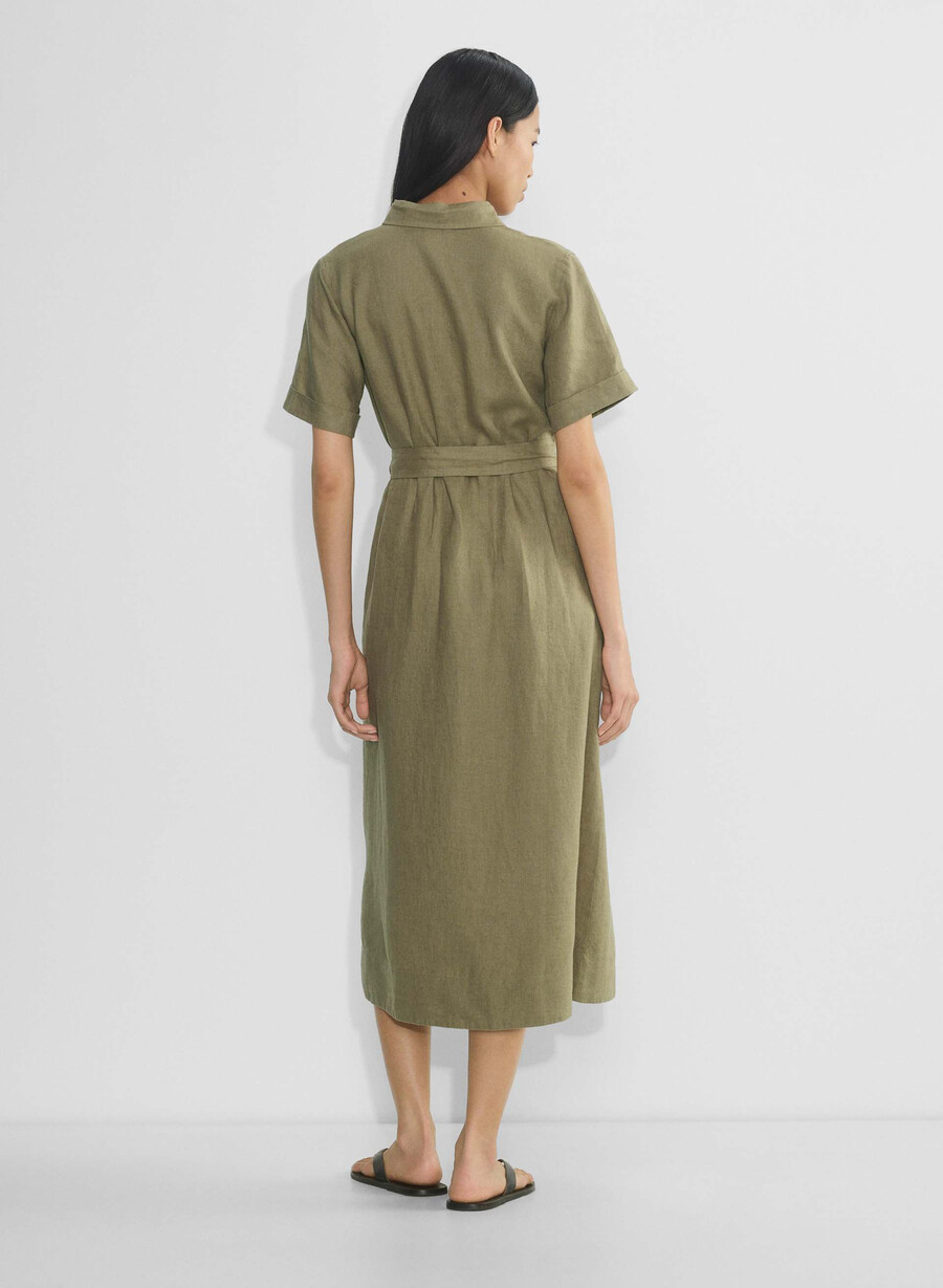 rochie maxi din in eleta măsline uscate la soare