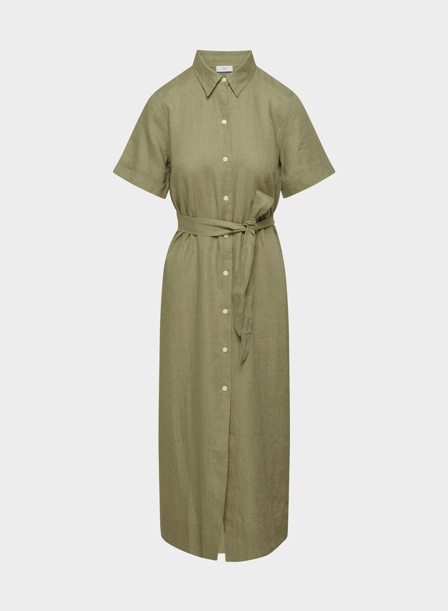 rochie maxi din in eleta măsline uscate la soare